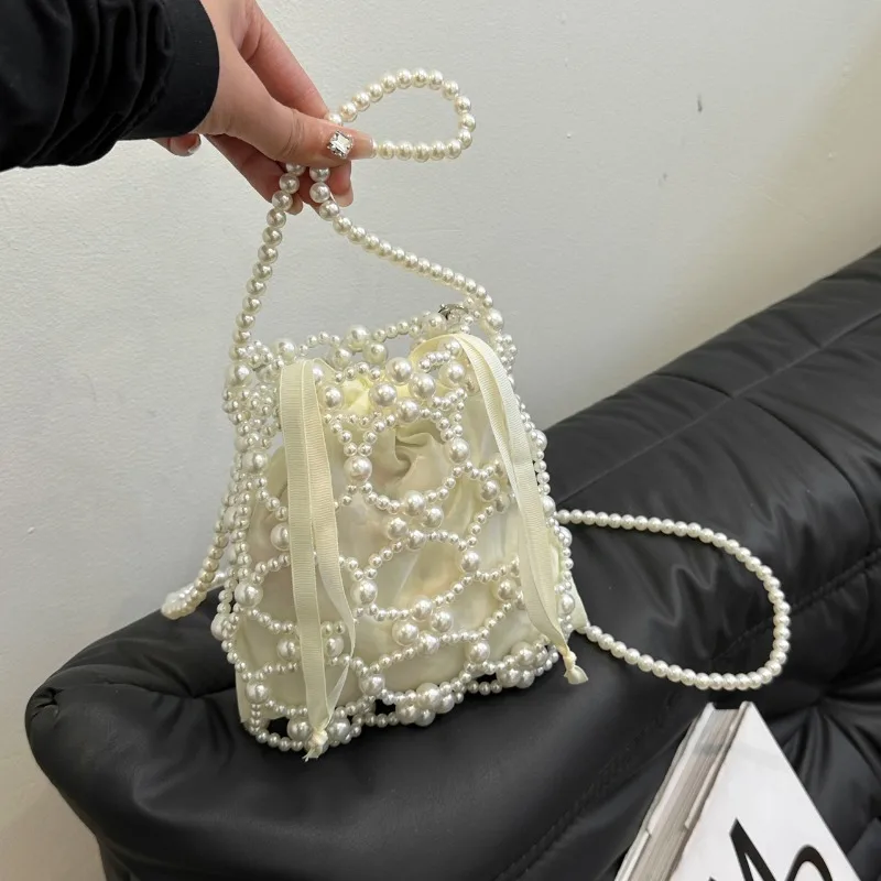 Beading White Bucket Shoulder  - Luxury Bags On Sales 评论和价格