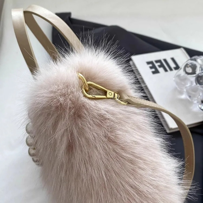 Luxury Plush Faux Fur Mini Squ - Luxury Bags Cute 评论和价格