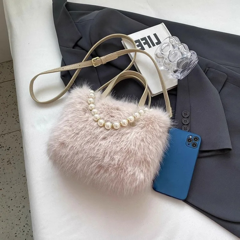 Luxury Plush Faux Fur Mini Squ - Luxury Bags Cute 评论和价格