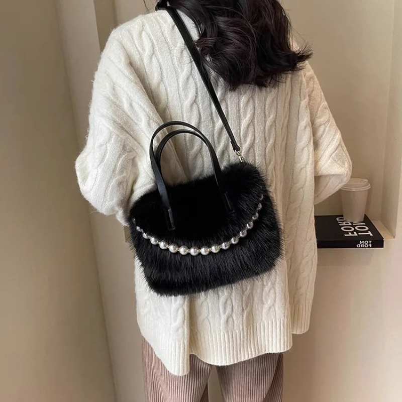 Luxury Plush Faux Fur Mini Squ - Luxury Bags Cute 评论和价格